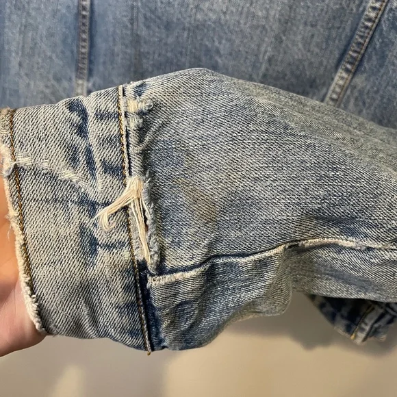 Aeropostale Jean Jacket Womens Small Blue Denim Classic Y2K Trucker Upcycle - Picture 6 of 10